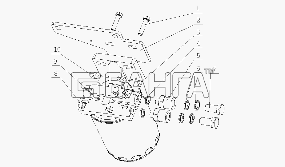 Yuchai YC6J180-21 (J49D1) Схема J4700-1105000 Топливный фильтр в