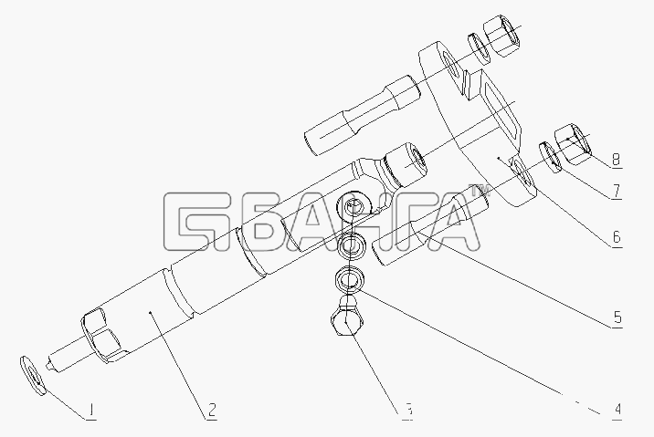 Yuchai YC6J180-21 (J49D1) Схема J4600-1112000 Инжектор в сборе-24