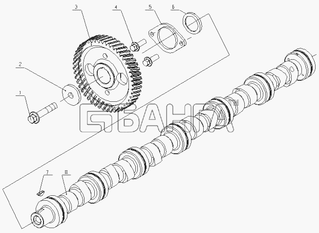 Yuchai YC6L250L-D30 (L7001) Схема L3000-1006000A 05 Распределительный