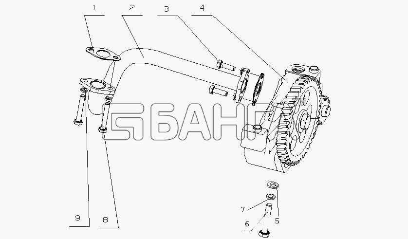 Yuchai YC6L330-30 (L47SA) Схема L30YA-1011000 02 Масляный насос в