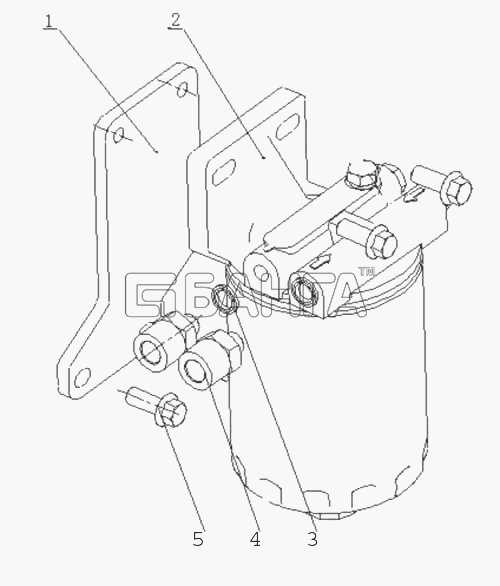 Yuchai YC6M280-20 (M36T1) Схема M3202-1105000 04 Топливный фильтр в