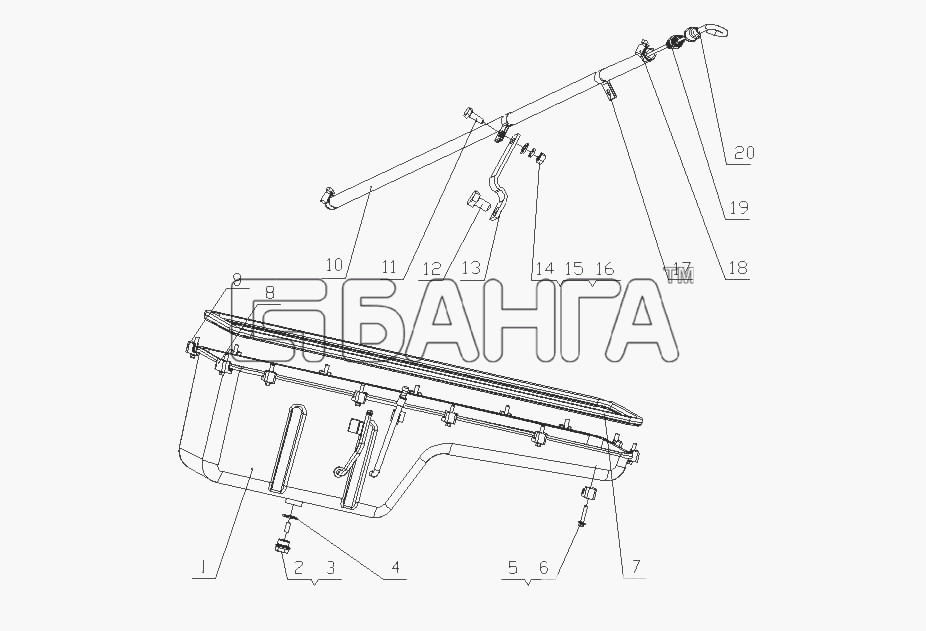 Yuchai YC6M280-20 (M36T1) Схема M3200-1009000 11 Масляный поддон в