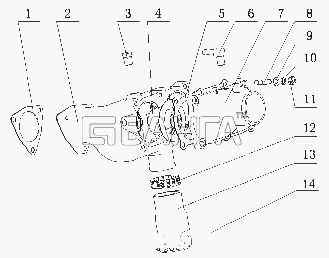 Yuchai YC6M320N-30 (M2BD1) Схема M2AD1-1306000 01 Термостат в сборе-26