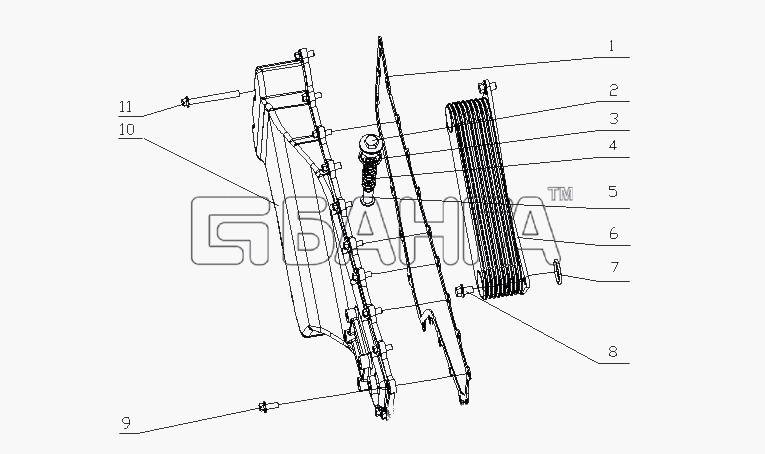 Yuchai YC6M390-30 (M6000) Схема M6600-1013000 Крышка масляного