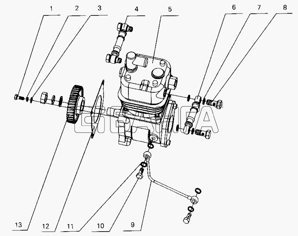 Yuchai YC4112ZQ (ZLQ) Схема B30-3509000 Air compressor assembly-29