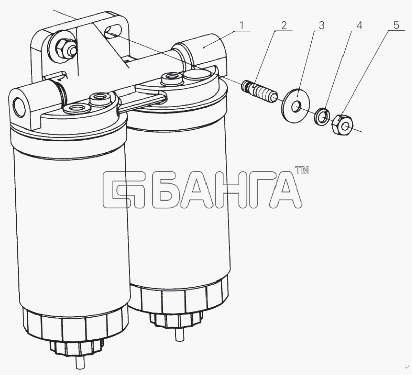 Yuchai YC4D Схема D0200-1105000A Fuel filter assembly-18 banga.ua