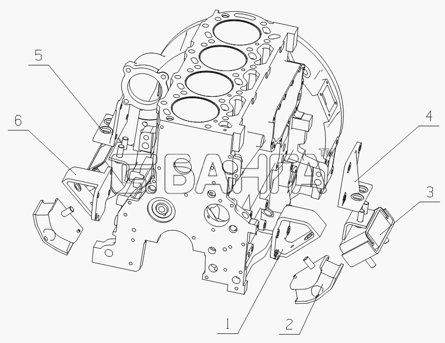 Yuchai YC4G180-20 (G0803) Схема G0219-1001000 Engine mounting