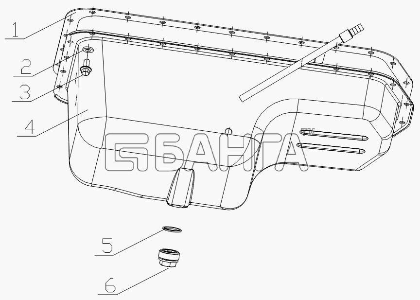 Yuchai YC4G180-20 (G0803) Схема G0404-1009000 Oil Sump Assembly-13