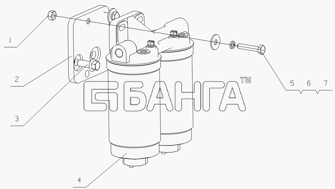 Yuchai YC4G180-20 (G0803) Схема G0803-1105000 Fuel filter assembly-22