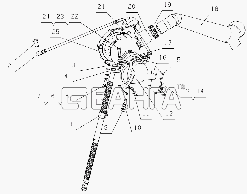 Yuchai YC4G180-20 (G0803) Схема G0405-1118000 Turbocharger Assembly-27