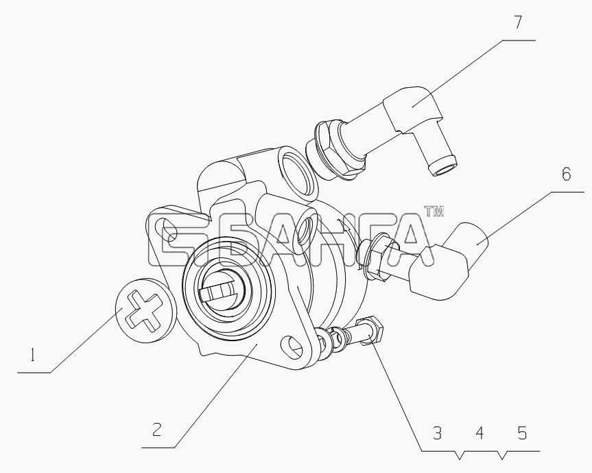 Yuchai YC4G180-20 (G0803) Схема G0219-3407000 Steering Pump