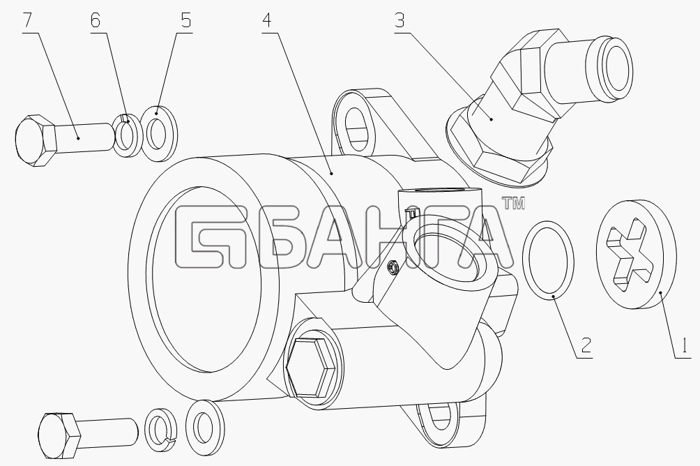 Yuchai YC6G240-30 Схема G4607-3407000 Steering pump assembly-28