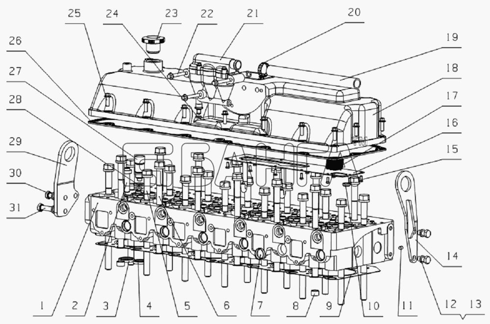 Yuchai YC6L260-30 Схема L30KA-1003000 Cylinder head assembly-5