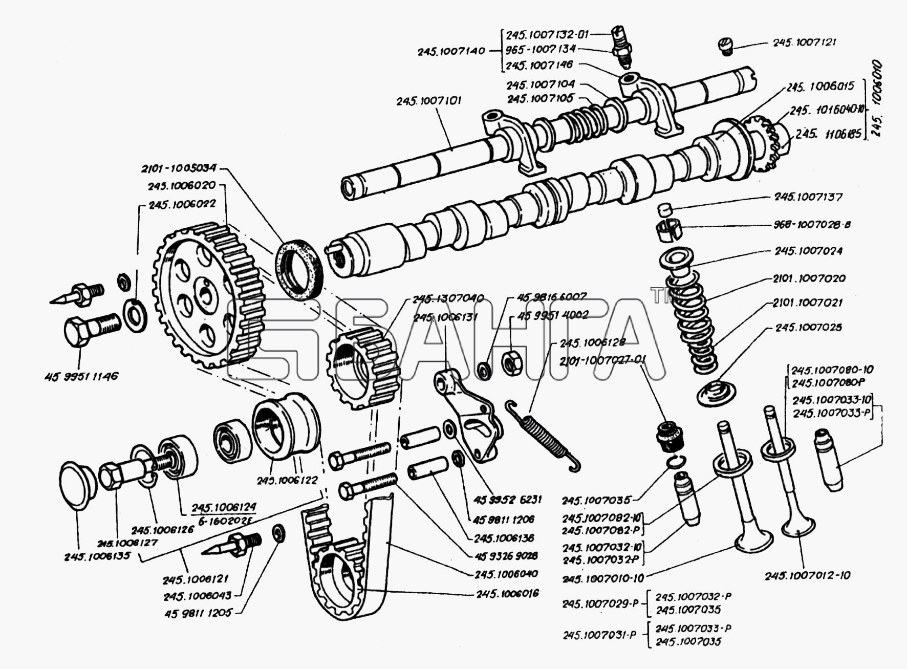 ЗАЗ ЗАЗ 1102 (Таврия) Схема Детали газораспределительного механизма-53