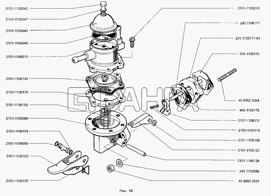 ЗАЗ ЗАЗ-1102 (Таврия Нова) Схема Детали топливного насоса