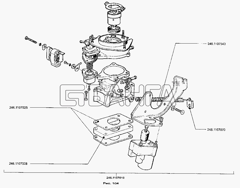 ЗАЗ ЗАЗ-1103 (Славута) Схема Корпус дроссельной заслонки (МеМЗ-246)-38