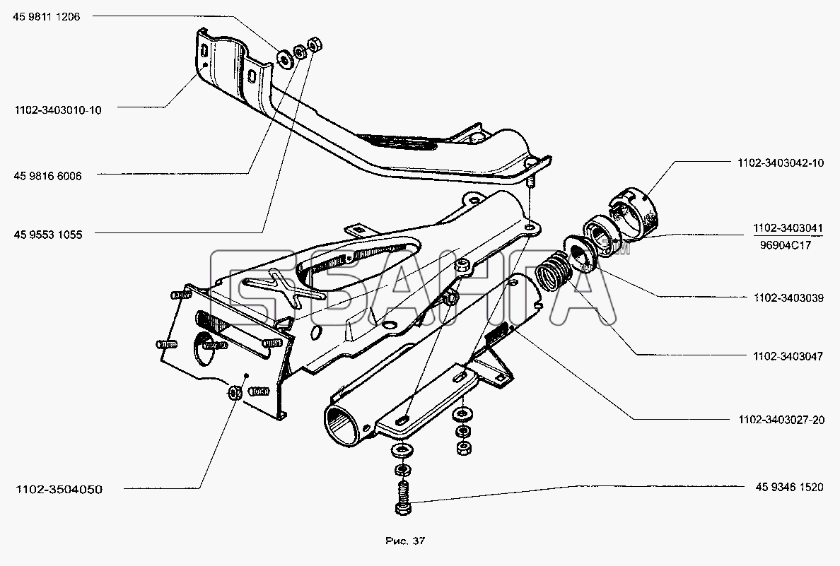 ЗАЗ ЗАЗ-1103 (Славута) Схема Кронштейн опоры опора вала рулевого