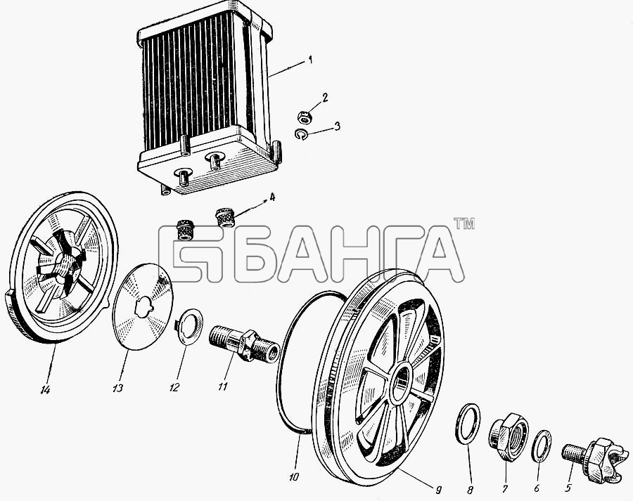 ЗАЗ ЗАЗ 965 Схема Масляный радиатор и центрифуга-63 banga.ua