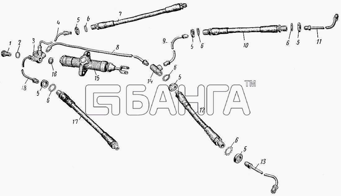 ЗАЗ ЗАЗ 965 Схема Трубопроводы гидравлического привода banga.ua