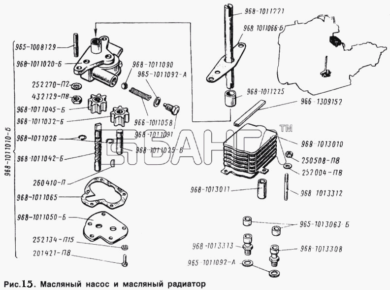 ЗАЗ ЗАЗ 968 Схема Масляный насос и масляный радиатор-48 banga.ua