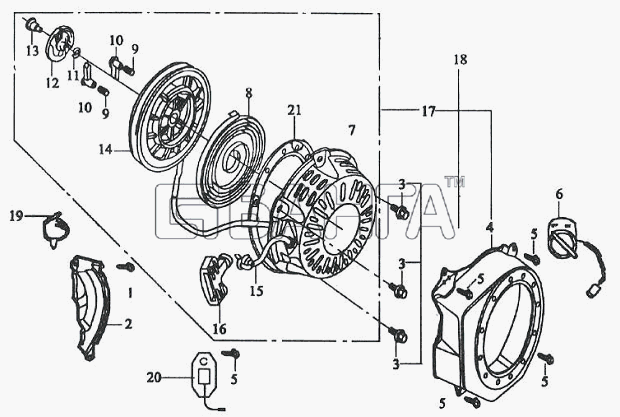 ЗиД Двигатель 168F 168F-2 Схема Стартер ручной-12 banga.ua