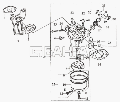 ЗиД Двигатель 168F 168F-2 Схема Карбюратор в сборе-8 banga.ua