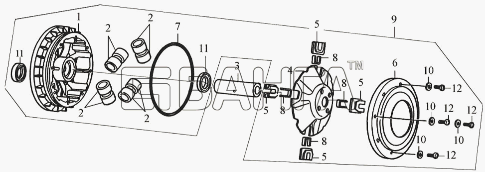 ЗиД Двигатель 185 MQ Схема Ведущий шкив вариатора в сборе-10 banga.ua