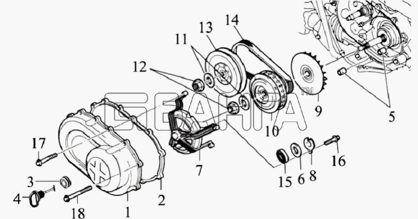 ЗиД Двигатель 185 MQ Схема Правая крышка картера и banga.ua