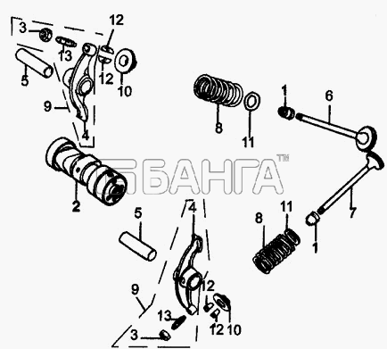 ЗиД Двигатель 1Р39FMB-Н Схема Кулачковый вал и клапаны-5 banga.ua