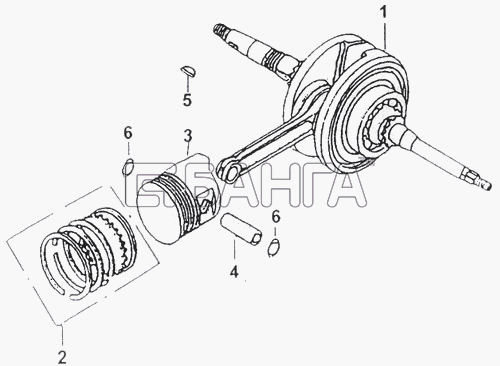 ЗиД Двигатель 1P52QMI-2B Схема Вал коленчатый поршень-19 banga.ua