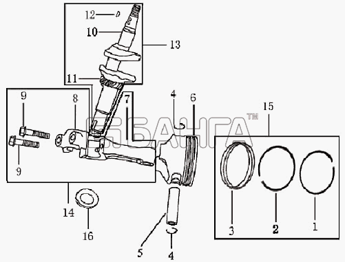 ЗиД Двигатель 1P64FV Схема Вал коленчатый поршень шатун-6 banga.ua