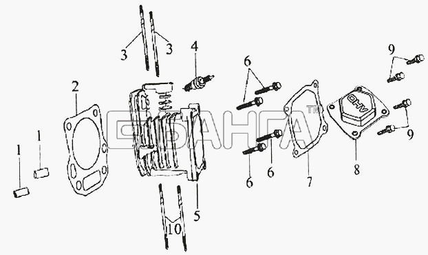 ЗиД Двигатель 1P70FV-C Схема Головка цилиндра-5 banga.ua