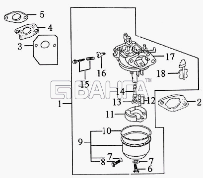 ЗиД Двигатель 1P70FV-C Схема Карбюратор в сборе-8 banga.ua