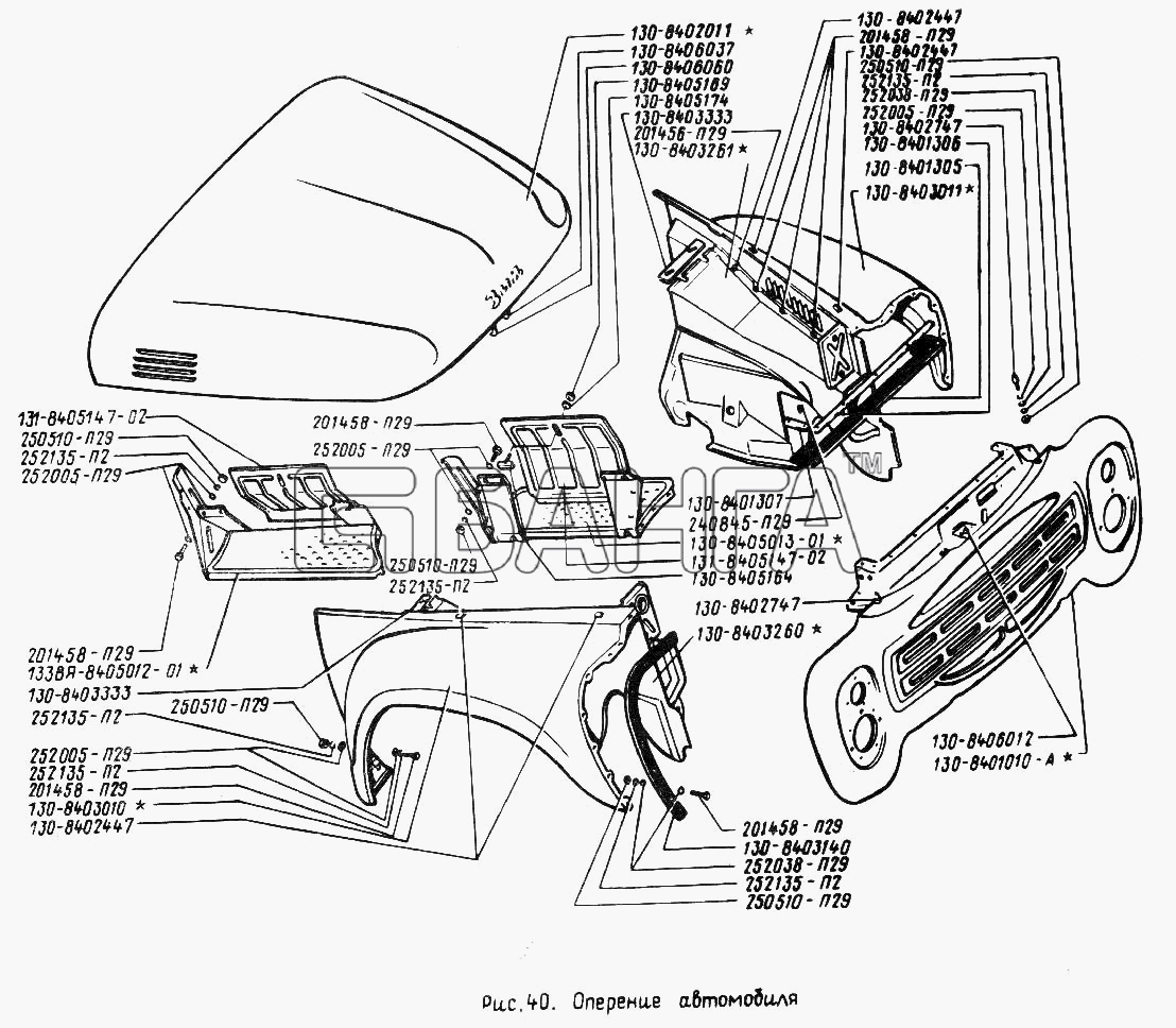 ЗИЛ ЗИЛ 431410 (130) Схема Оперение автомобиля-6 banga.ua