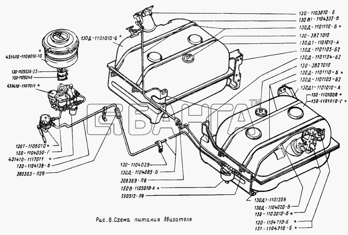 ЗИЛ ЗИЛ 431410 (130) Схема Схема питания двигателя-18 banga.ua