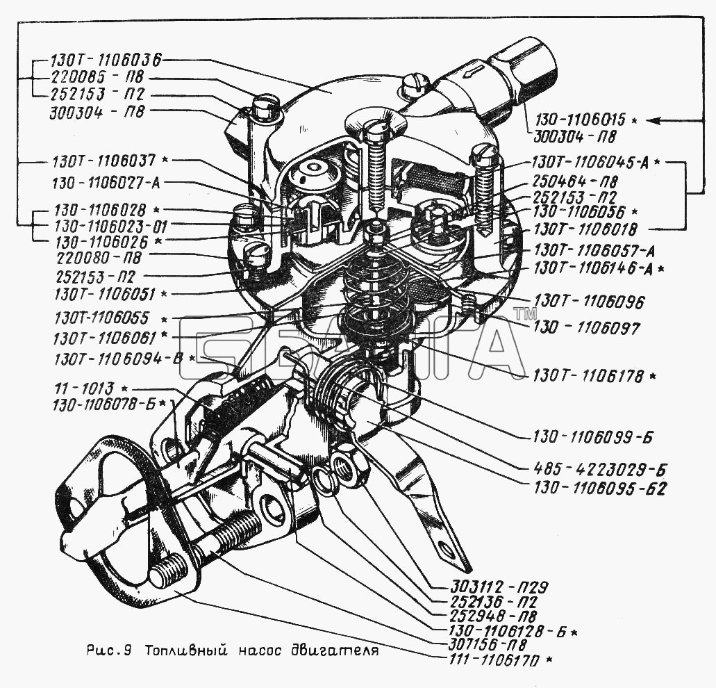 ЗИЛ ЗИЛ 431410 (130) Схема Топливный насос двигателя-19 banga.ua