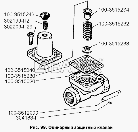 ЗИЛ ЗИЛ-3250 Схема Одинарный защитный клапан-125 banga.ua