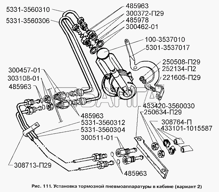 ЗИЛ ЗИЛ-3250 Схема Установка тормозной пневмоаппаратуры в banga.ua