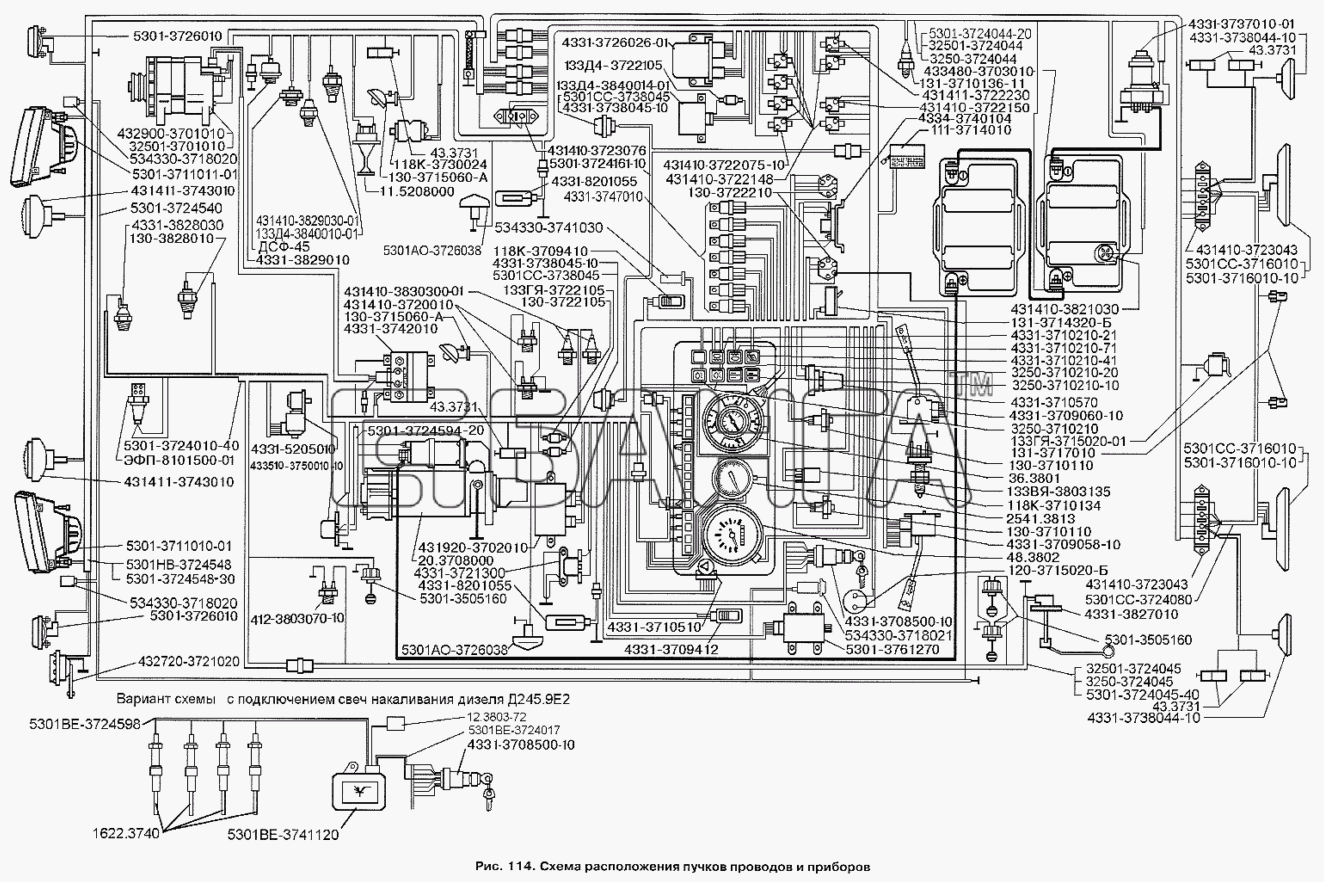 ЗИЛ ЗИЛ-3250 Схема Схема расположения пучков проводов и banga.ua