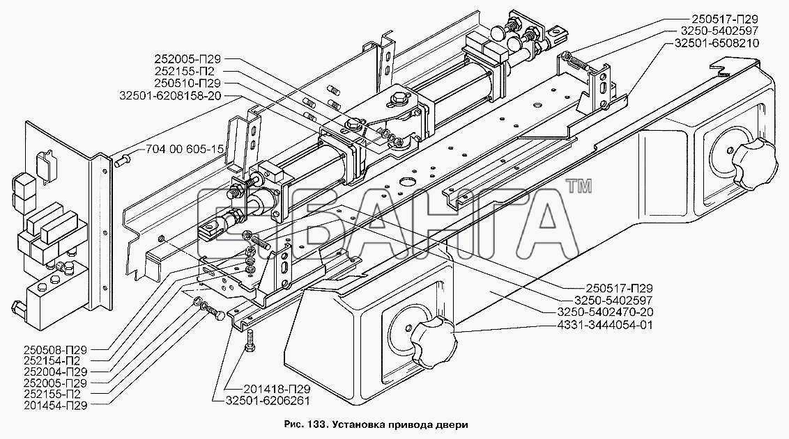 ЗИЛ ЗИЛ-3250 Схема Установка привода двери-173 banga.ua