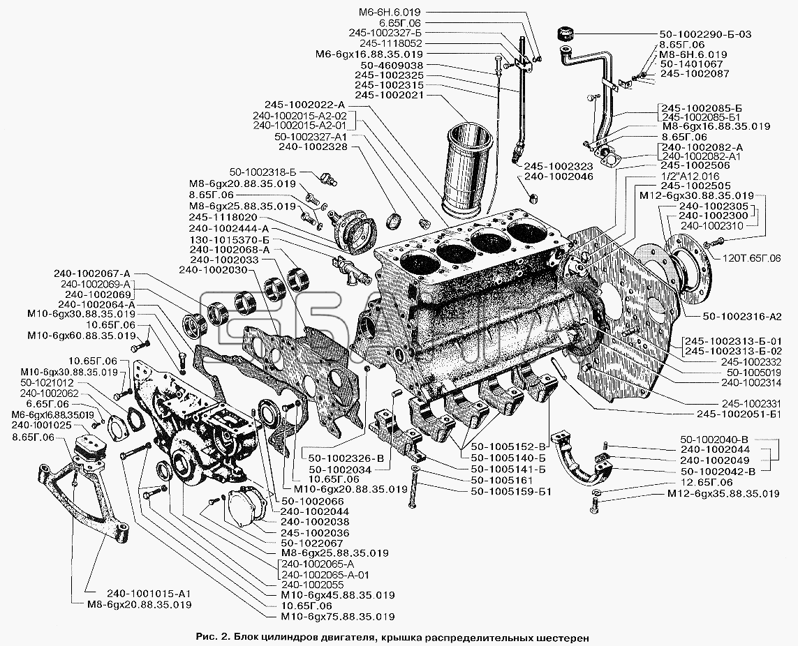 ЗИЛ ЗИЛ-3250 Схема Блок цилиндров крышка распределительных banga.ua