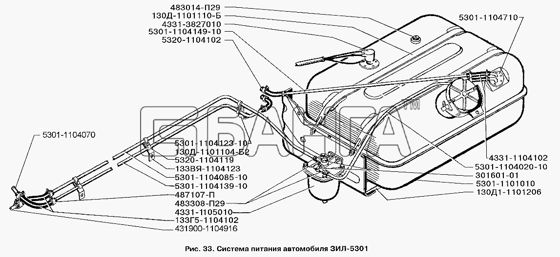 ЗИЛ ЗИЛ-3250 Схема Система питания автомобиля ЗИЛ-5301-25 banga.ua