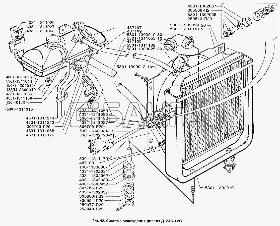 ЗИЛ ЗИЛ-3250 Схема Система охлаждения дизеля Д-245.12С-44 banga.ua