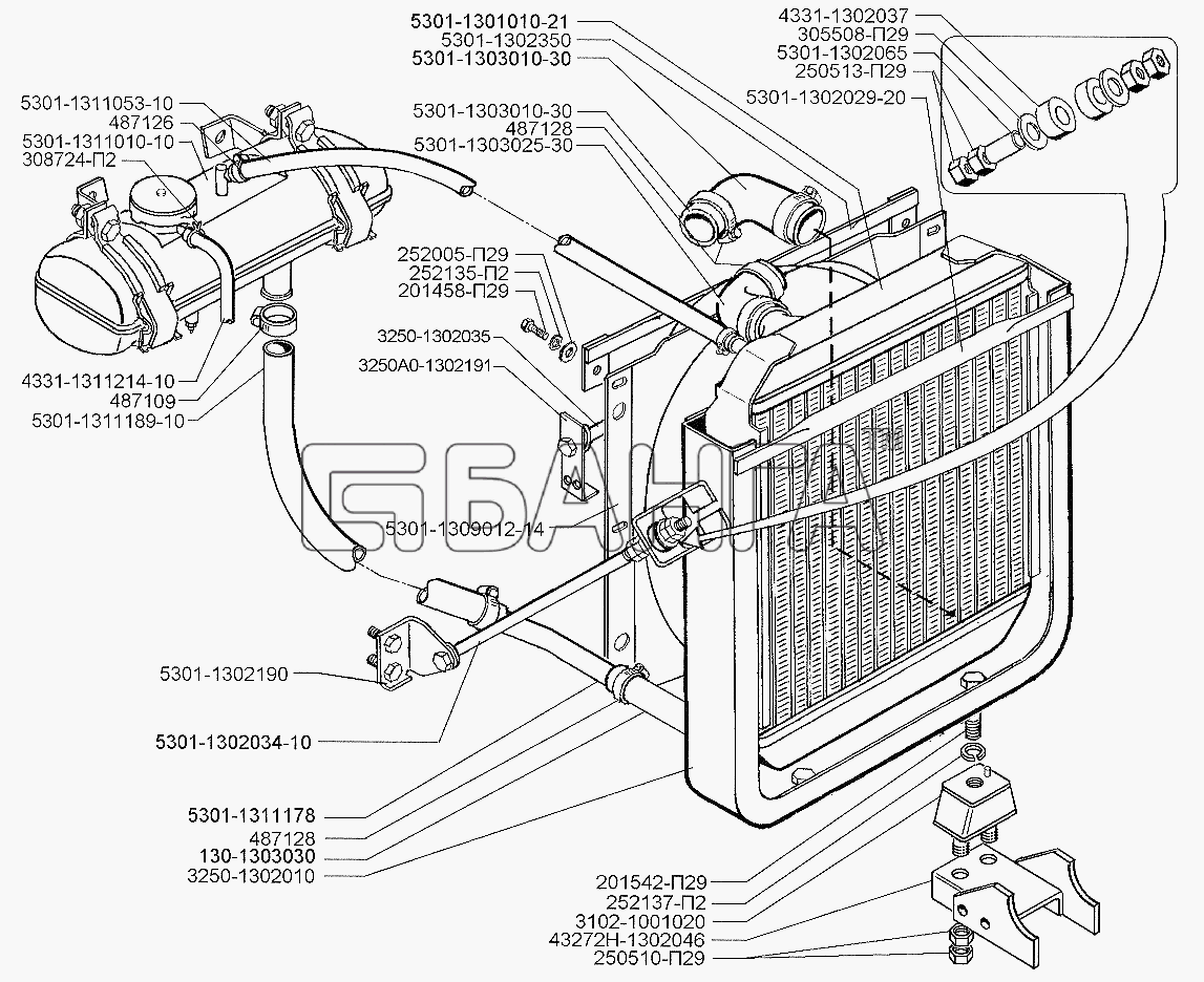ЗИЛ ЗИЛ-3250 Схема Система охлаждения дизеля Д-245.9Е2-45 banga.ua