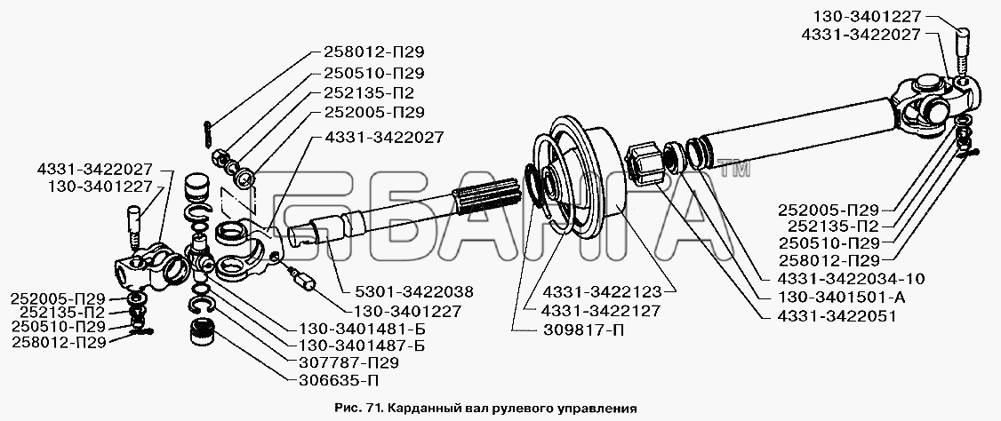 ЗИЛ ЗИЛ-3250 Схема Карданный вал рулевого управления-86 banga.ua