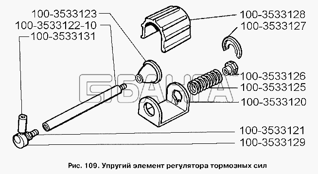 ЗИЛ ЗИЛ-3250 Схема Упругий элемент регулятора тормозных сил-109