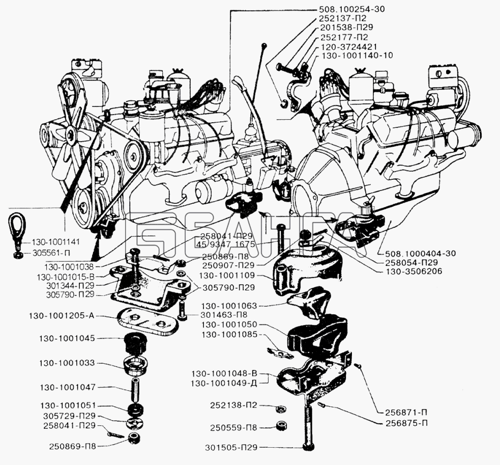 ЗИЛ ЗИЛ-433110 Схема Двигатель и его подвеска-4 banga.ua