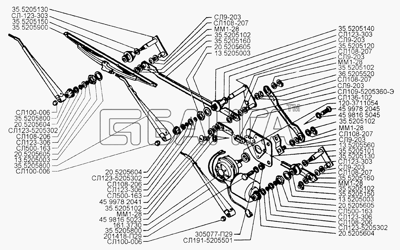 ЗИЛ ЗИЛ-433110 Схема Стеклоочиститель-160 banga.ua