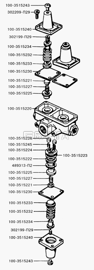 ЗИЛ ЗИЛ-433110 Схема Тройной защитный клапан-102 banga.ua