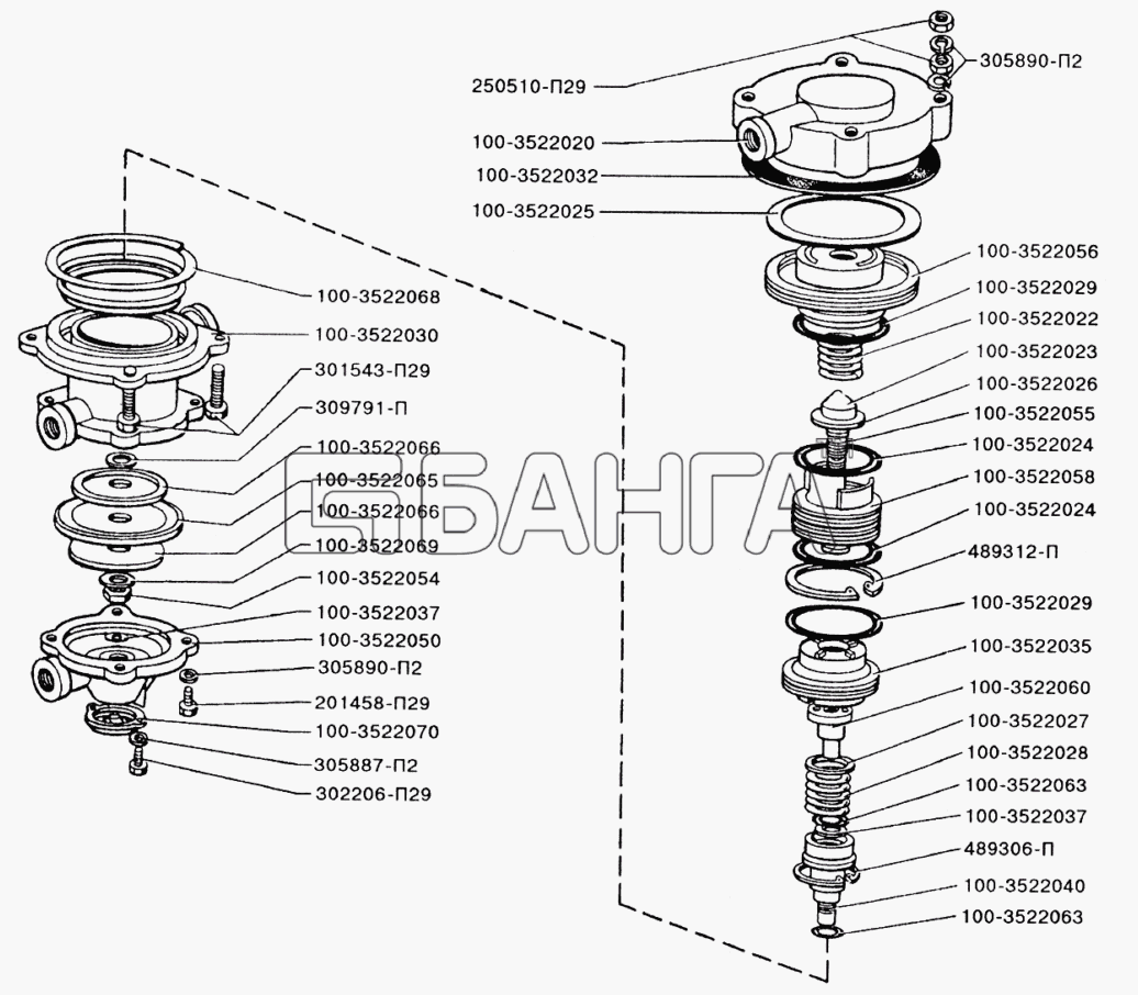 ЗИЛ ЗИЛ-433110 Схема Клапан управления тормозами прицепа с banga.ua